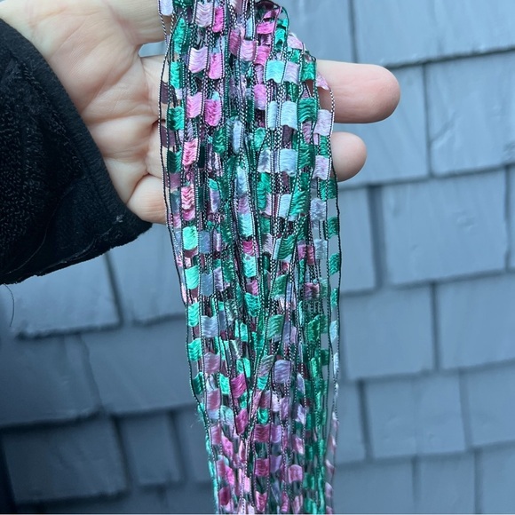 Pastel Colorful lightweight ribbon necklace green pink purple black y2k NEW - Picture 3 of 9